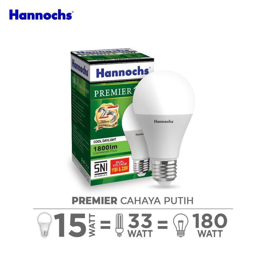 Hannochs Premier Lampu LED 15 Watt CDL Putih SNI Original