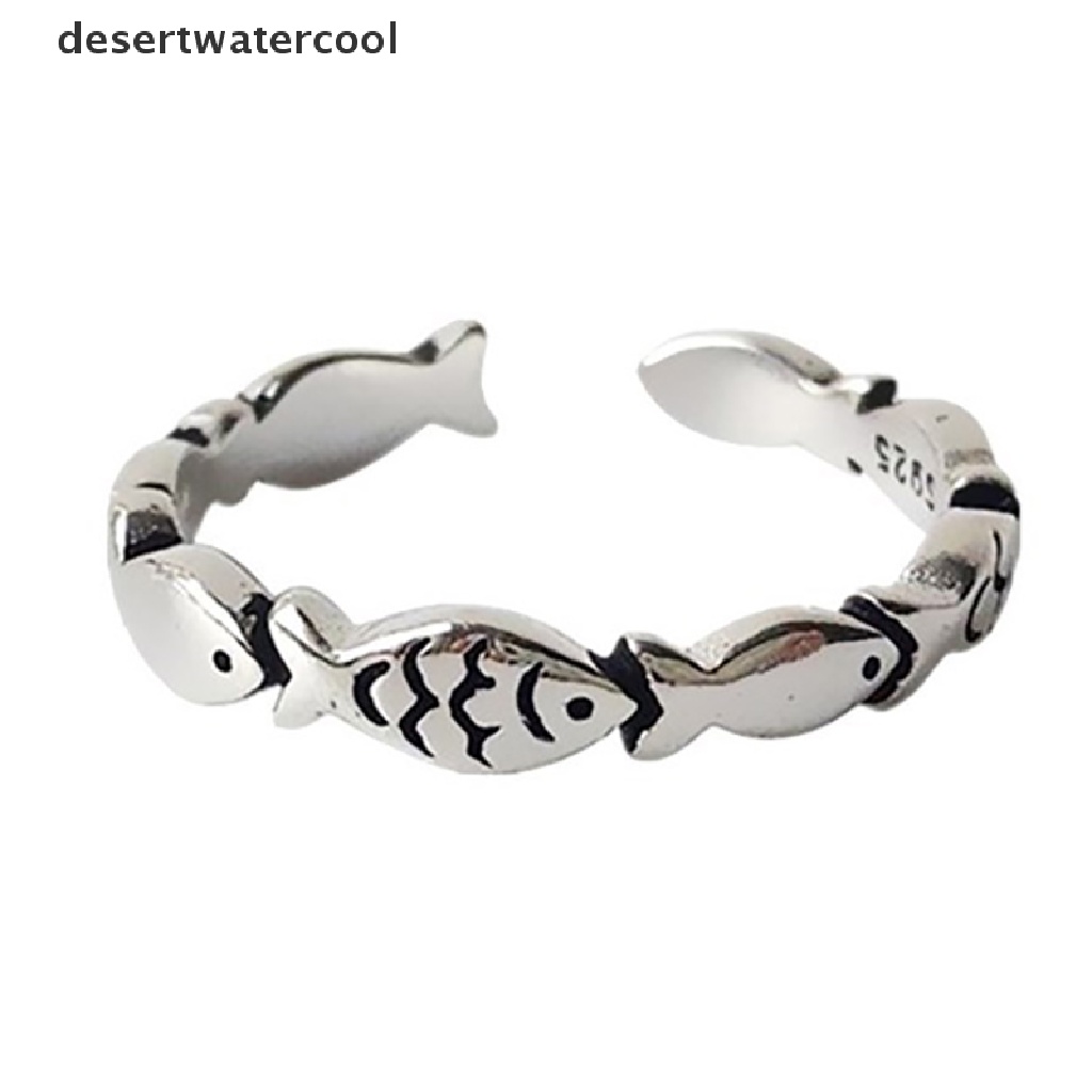 Deid Cincin Ikan Warna Perak Antik Cincin Jari Terbuka Perhiasan Pertunangan Cantik Martijn