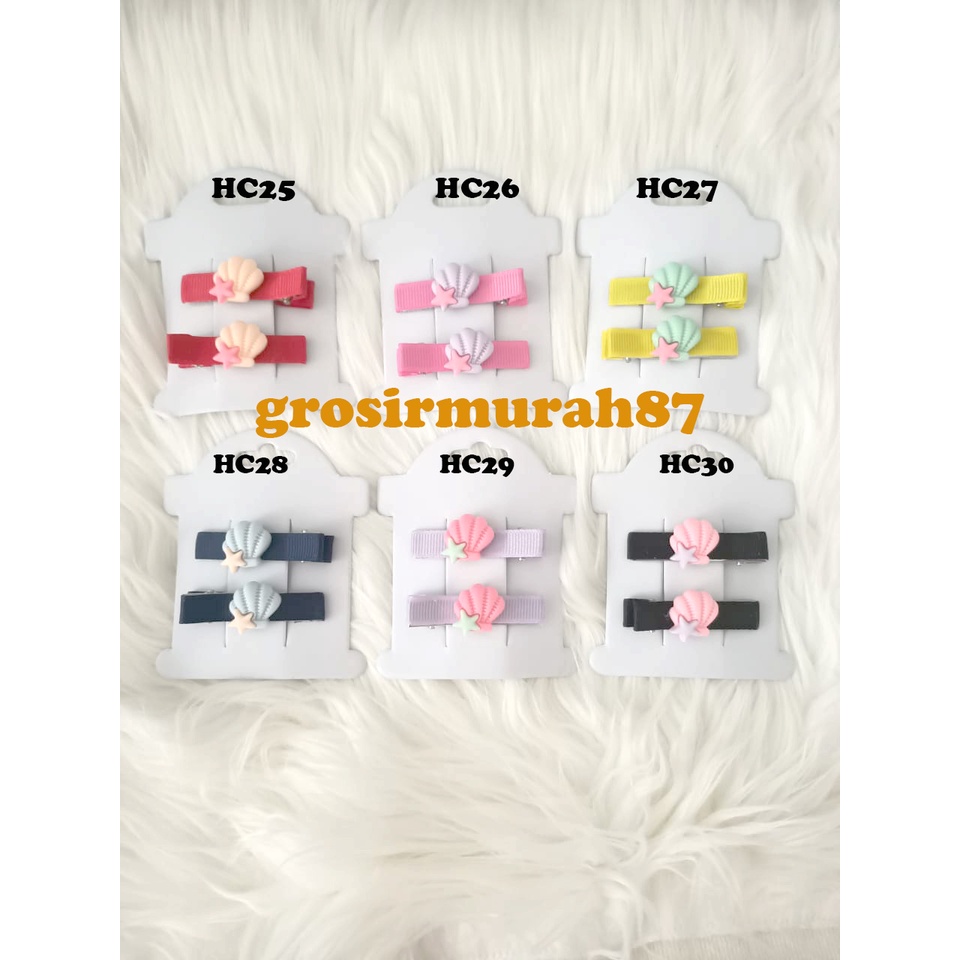 Jepit rambut clay anak 1 set isi 2 pcs ready merah pink hitam kuning biru navy