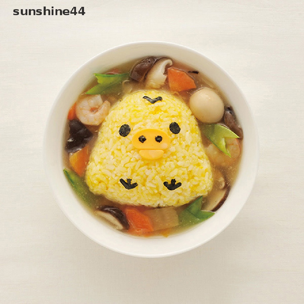 Sunshine Rice Ball Mold Set Cetakan Nasi Ayam Beruang Kawaii Sushi Kari Pemotong Rumput Laut.