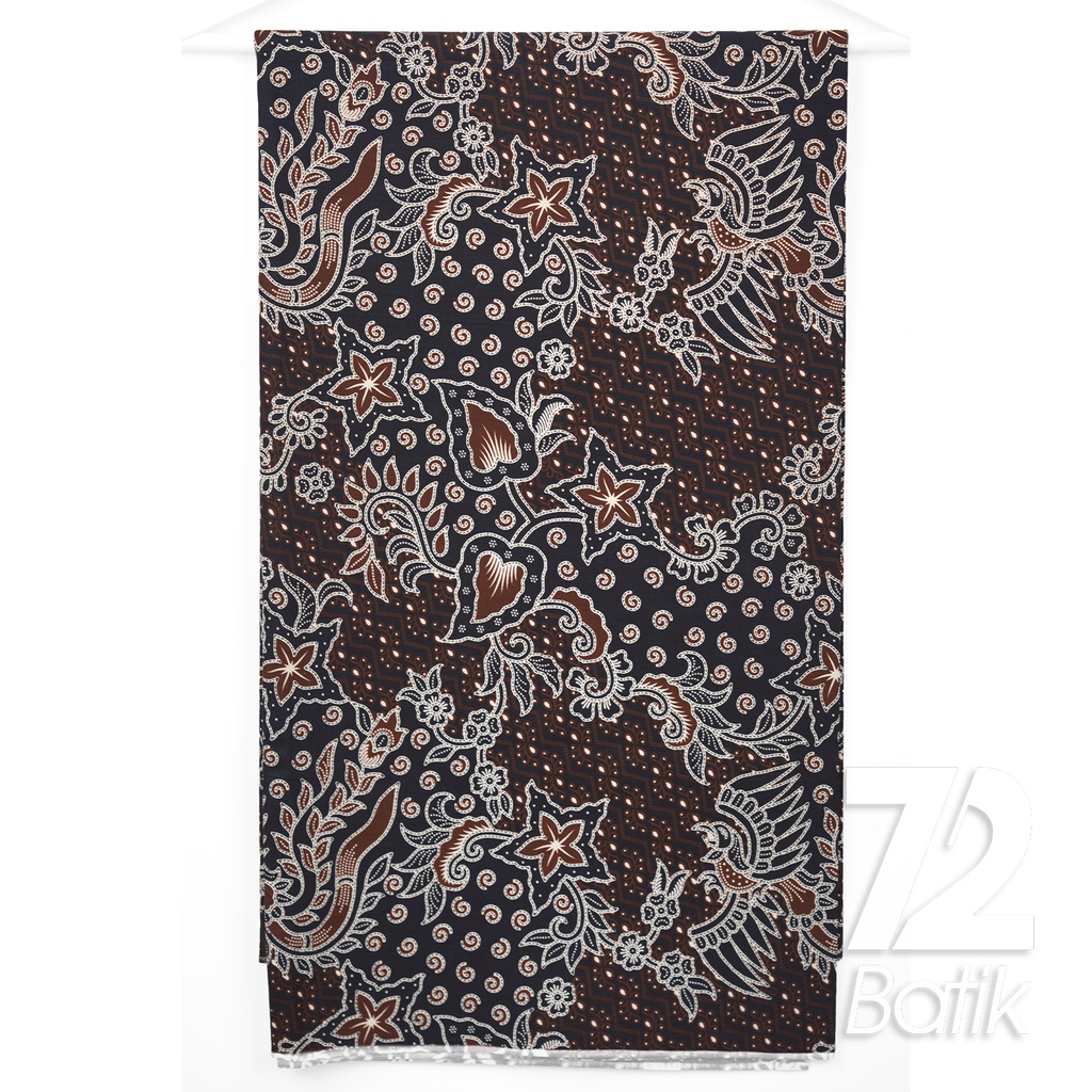 KAIN BATIK PREMIUM Bahan Katun Motif Burung Bintang Warna Hitam Coklat Putih 723113 Cap 72IL Jarik Jarit Samping Kebat Panjang Batik Katun Modern Premium Bahan Seragam Batik Pernikahan Kantor Keluarga Murah Kamen Jadi Batik Bali Lembaran