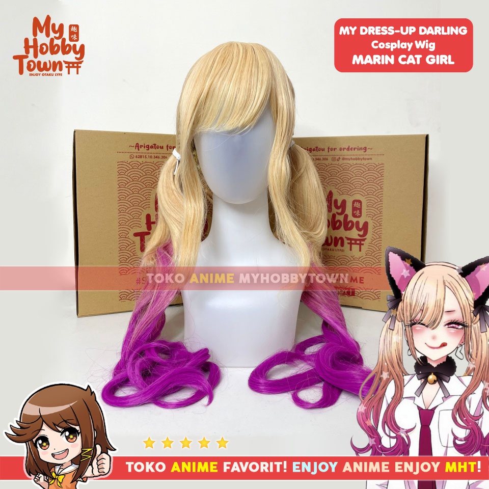 Wig Cosplay Anime My Dress Up Darling : Marin Cat Neko Version Rambut Palsu