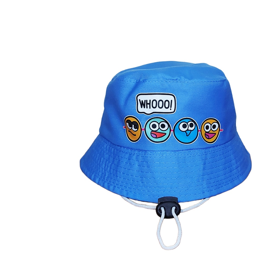 Topi Bucket Tali Anak Laki Laki Perempuan Model Whooo! Emoji Usia 2 - 7 Tahun