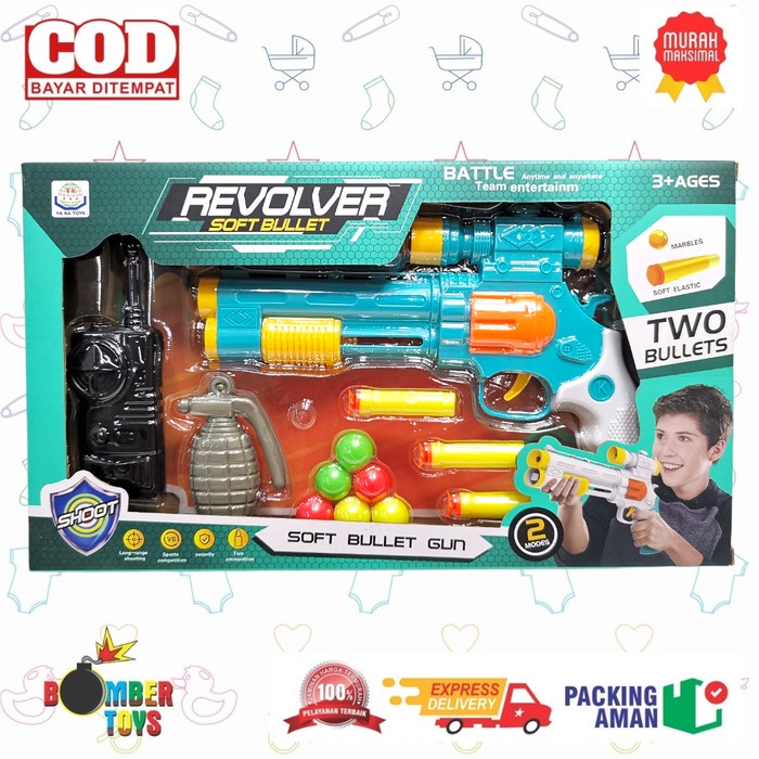 MAINAN ANAK TEMBAK TEMBAKAN SOFT BULLET GUN 2 in 1 KADO TERBAIK BOY