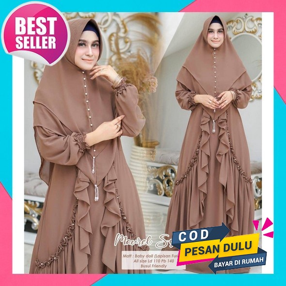 Aretha Terbaru Azizah Syari Set Khimar Gamis Plus Hijab / Gamis Syar'I / Gamis Syari Set Jilbab / Ga