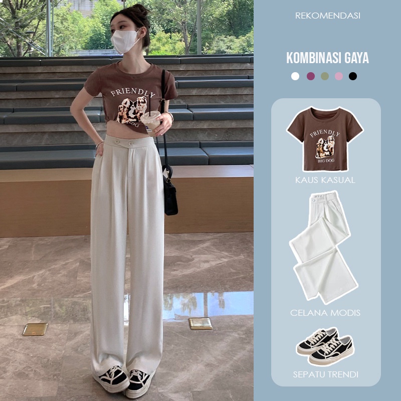 CJWP-H987 TINO TINO PANTS KULOT CELANA KANCING HW CULLOTE PANTS HIGHWAIST WANITA KULOT KARET