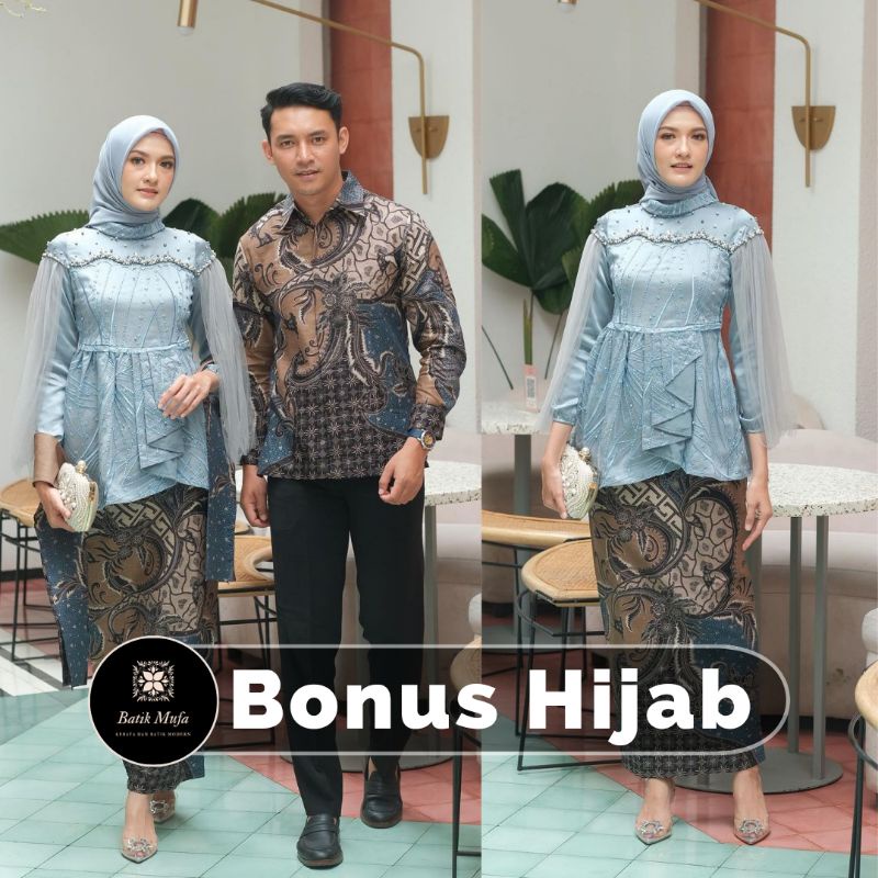 Set kebaya couple VANILA Blue ice Kebaya terbaru kebaya wisuda kekinian kebaya modern kebaya tunangan lamaran