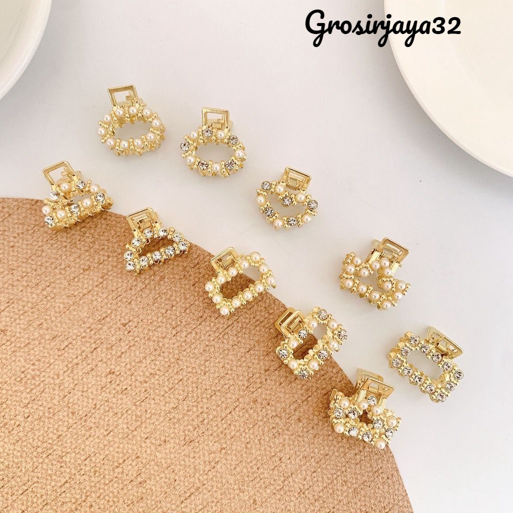 (GROSIRJAYA32) Jedai 2.5cm Mutiara MINI VIRA Elegan Jepit Rambut Alloy Korea Mutiara Permata Jepit Salon Logam Warna Emas