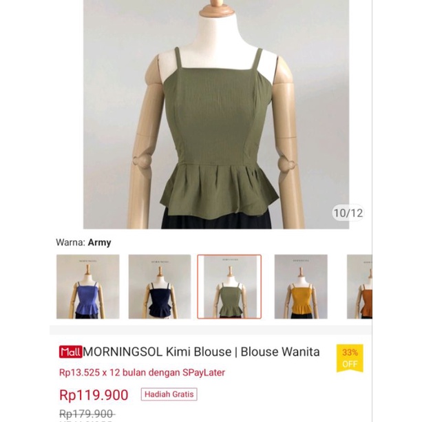 (KONDISI BARU) MORNINGSOL Kimi Blouse in Army | morningsol top | morningsol blouse | backless top | 