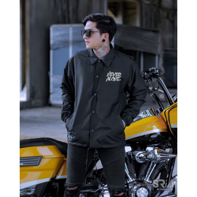 Jaket Coach Erigo Apparel Fujinkai Hitam Pria Big Size L XL XXL Terlaris Jacket Parasut Kerah Kancing CJ Winbreakers Original Distro Premium Terbaru
