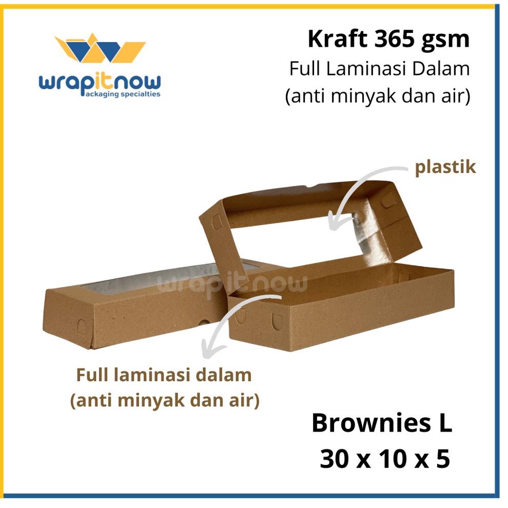 

8C3987 Dus Brownies L Kraft Laminasi 30x10x5// dus roti/ dus snack/ dus cookies/ box Kraft dus coklat rkkq8
