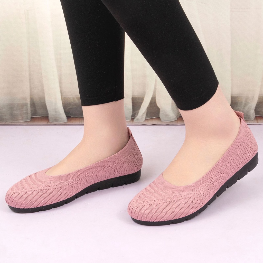 Permata  Sepatu Flat Shoes Wanita Import QP-A19 Premium Quality  Fliknit Shoes