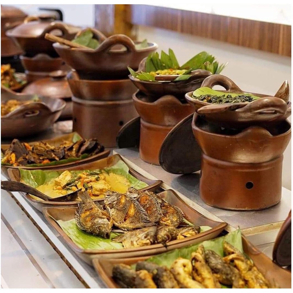 Gerabah - Set Wajan Tanah Liat Natural D20 + Tungku S Food Grade