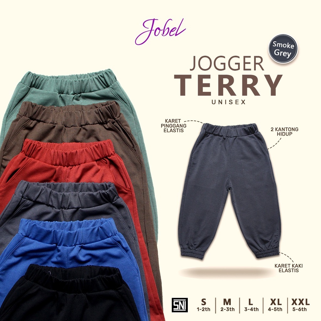 Kazel Jobel Jogger Terry Celana Panjang Unisex 1-6 Tahun