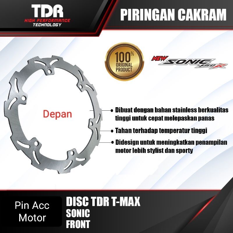 Disc Cakram Depan TDR racing Original UK 300mm Pluy play Motor Sonic150