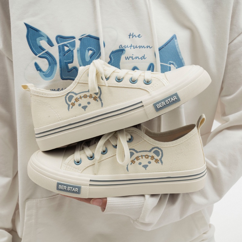 Zealo.Shoes 242 Sepatu Canvas Wanita korea BEIER shoes sole tebal putih Sepatu wanita kekinian 2022