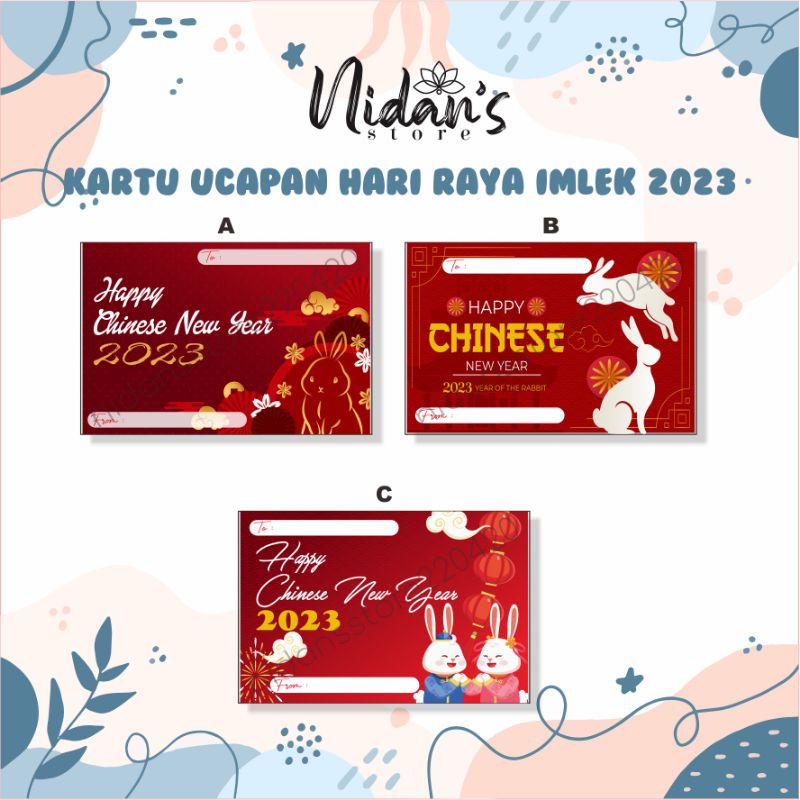 KARTU UCAPAN CHINESE NEW YEAR 2023 | KARTU IMLEK 2023 | GIFT CARD | GREETING CARD | BLANK SET | GONG