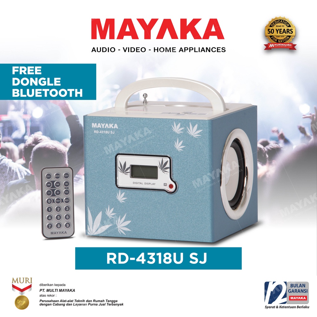 Mayaka Speaker Aktif Portabel Bluetooth USB FM Radio Garansi Resmi 1 Tahun RD-4318U SJ