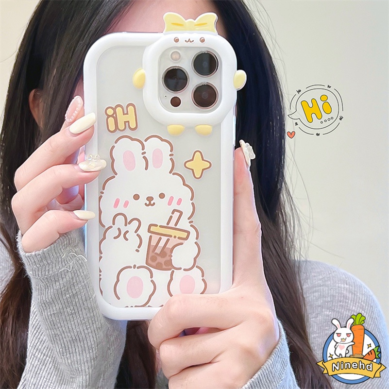 IPHONE Casing Kompatibel Untuk Iphone14 13 12 11 Pro Max X Xr Xs Max SE 7 8 6 6s Plus Monster Kecil Shockproof Frame Protection Phone Case Kelinci Lucu Silikon Soft Case Cover Pelindung