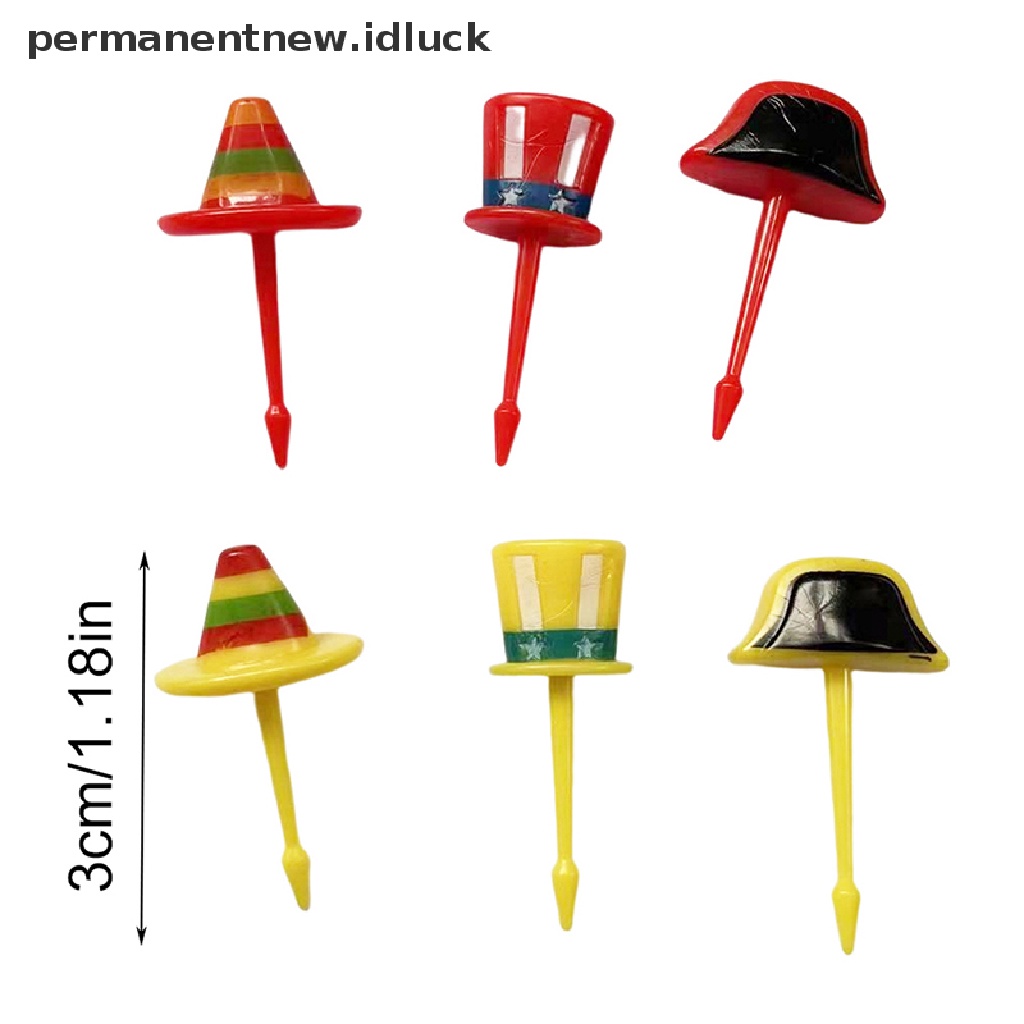 [luckypermanentnew] 1set Topi Kartun Lucu Anak Garpu Buah Plastik Bento Makan Siang Dessert Tusuk Gigi [ID]