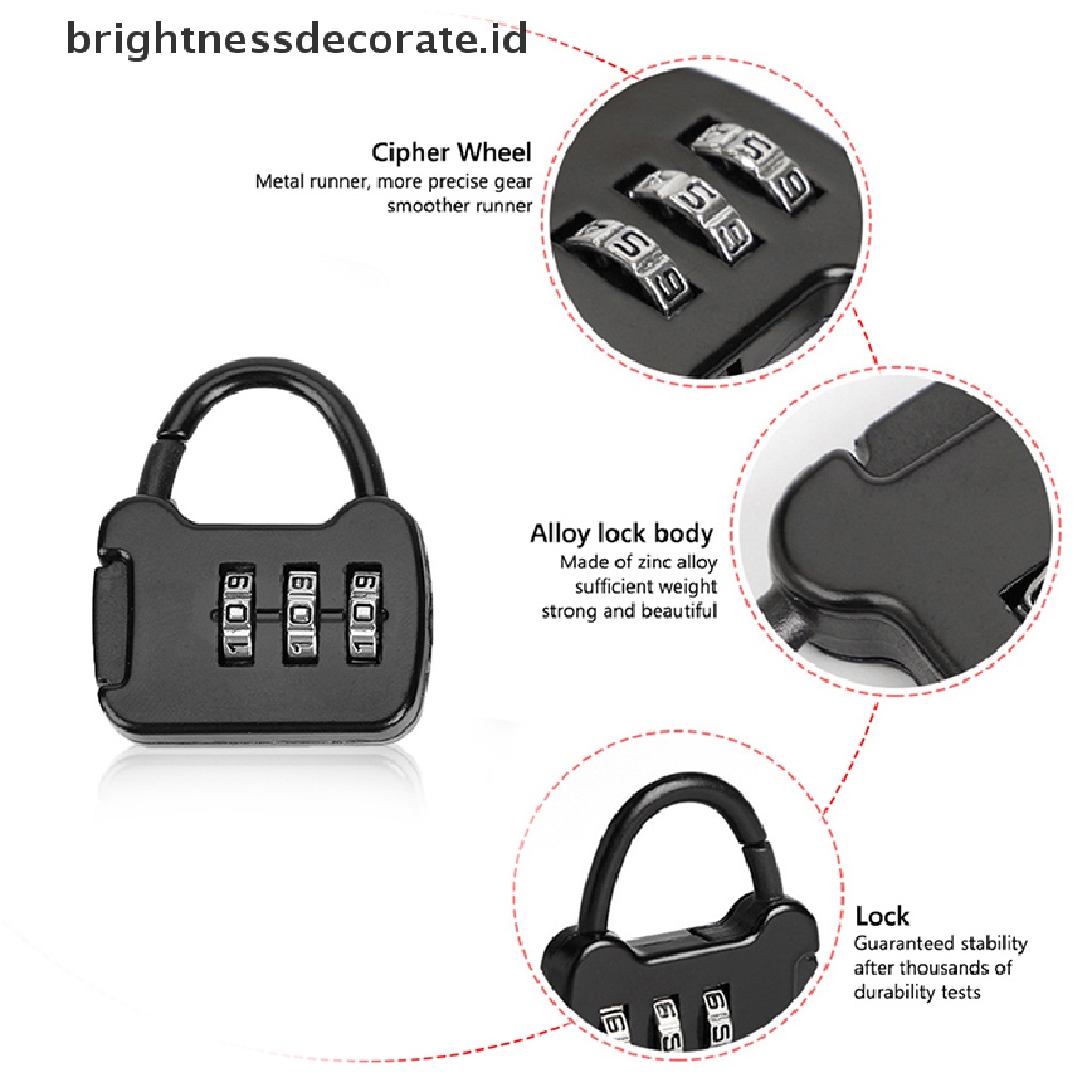 [Birth] Combination Password Lock Portable Travel Luggage Case Gembok Kunci Pengaman [ID]