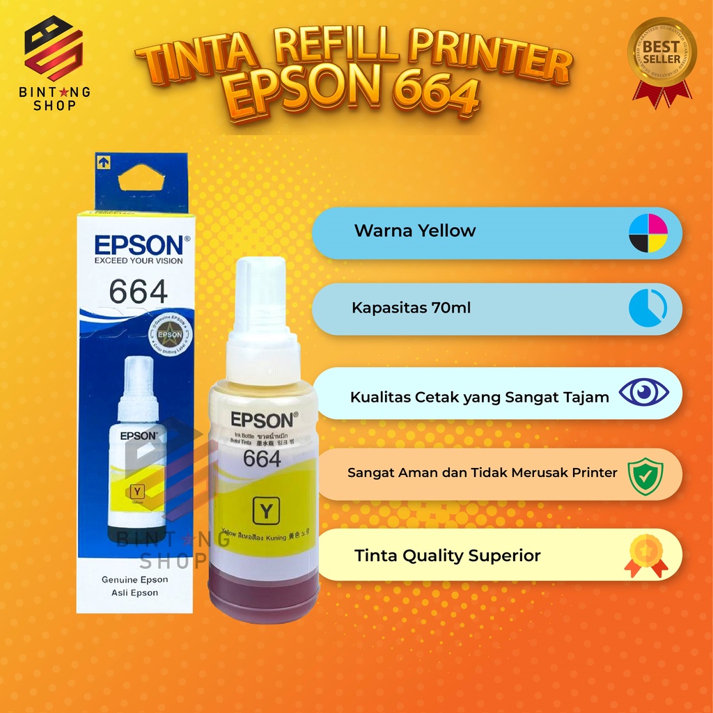 1 SET 4 PCS Tinta Epson 664 Premium Tipe Printer L100 L110 L111 L120 L130 L200 L210 L211 L220 L222 L300 L301 L310 L350 L353 L358 L360 L800 L805 L810 L850 L1300 L1800