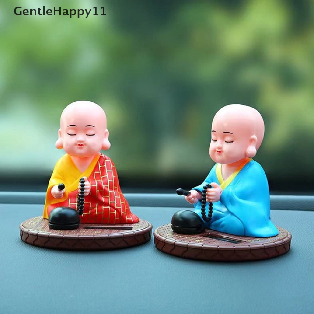 Gentlehappy Solar Powered Bobble Shaking Head Dancing Mainan Buddha Monk Doll Patung Patung Mobil Dash Board Dekorasi id