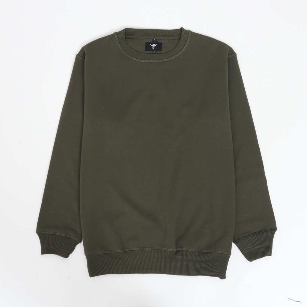 Pollac Sweater Crewneck Basic Army Polos Unisex Pria dan Wanita