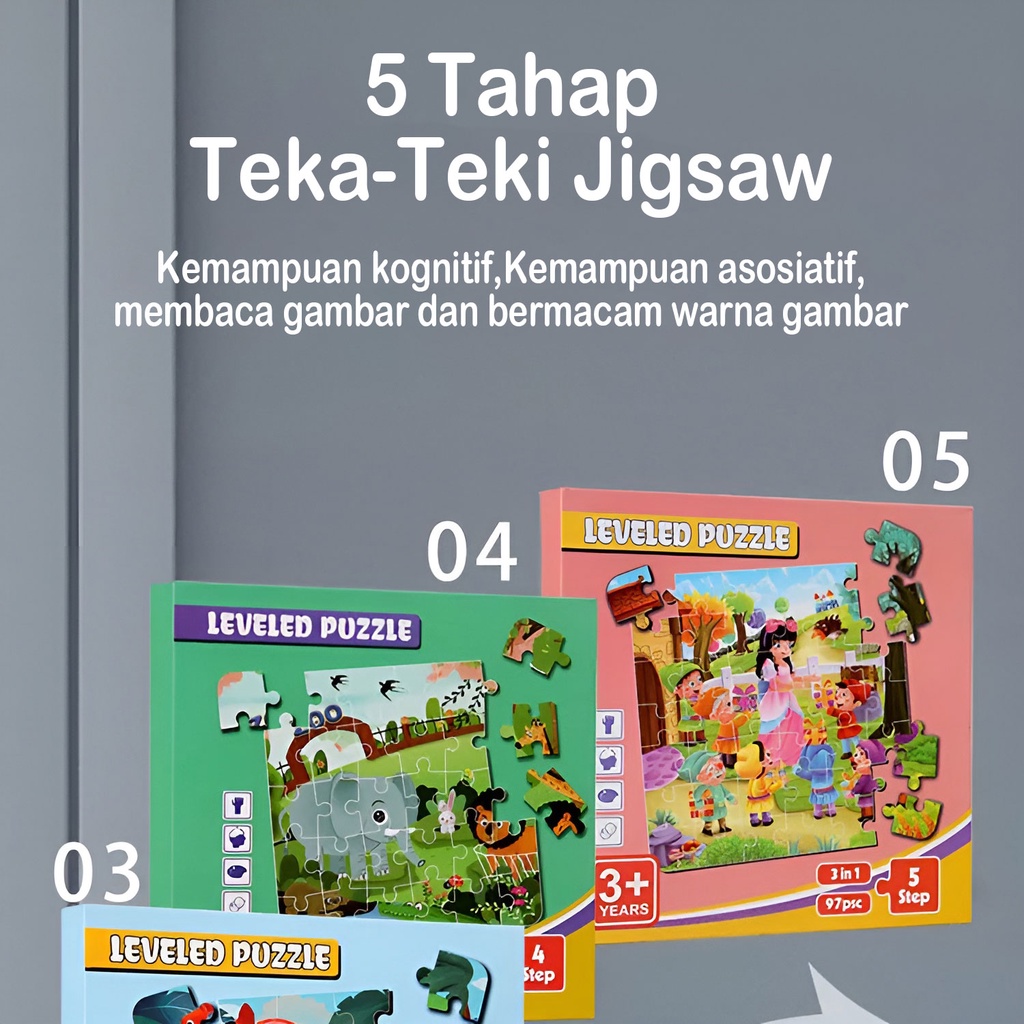 Puzzle Book Mainan Edukasi Anak 2-3-4 Tahun Laki Laki | Magnetic Leveled | Kado Ulang Tahun Anak Perempuan