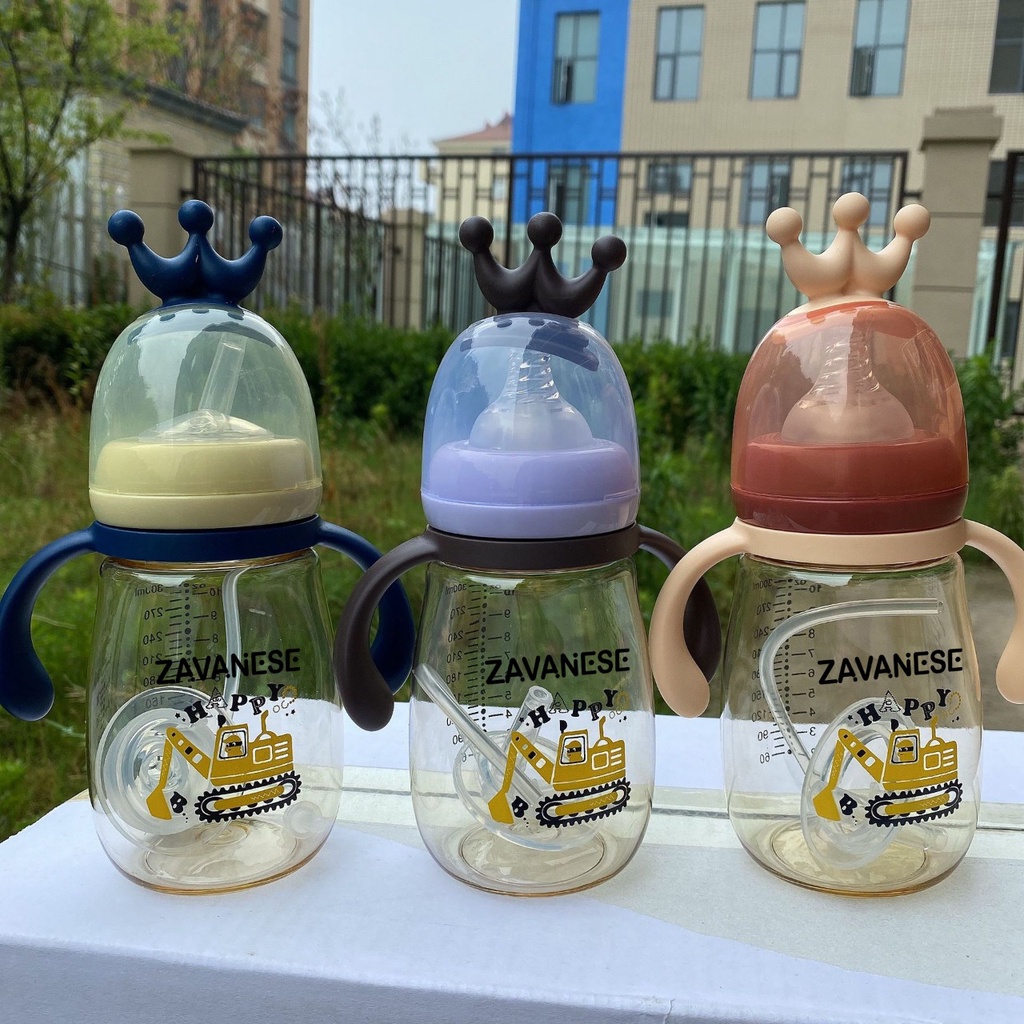 *COD* Botol Minum Bayi Zavanese 2in1& 3in 1 Dot dan Sedotan 240 & 300 ml Training Cup Karakter BPA Free-1