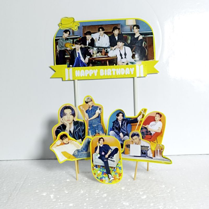 Topper Kertas BTS Butter- Topper kue ulang tahun bahan kertas-Topper Birthday bahan kertas