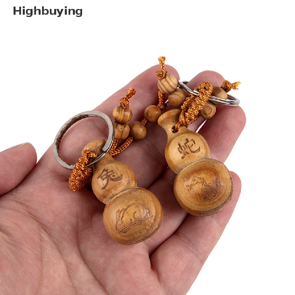 Hbid Gantungan Kunci Kayu Feng Shui Peach Liontin Labu Kayu Peach Gantungan Kunci Labu Kecil Chinese Zodiac Gourd Key Chain Car Key Ring Zodiac Auspicious Pendant Vintage Dekorasi Rumah Acce