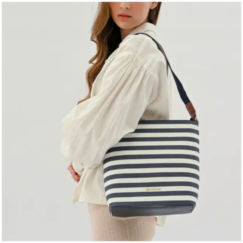 Tas Bahu Les Catino Micronesia Hobo Stripe navy white /9