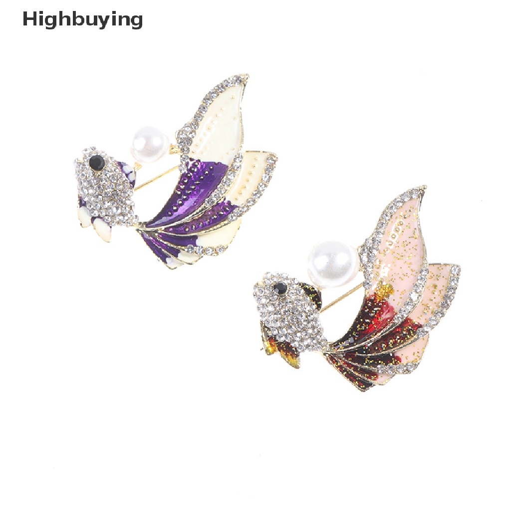 Hbid 1Pc Kristal Berlian Imitasi Ikan Mas Bros Wanita Brooch Pin Aksesoris Pakaian Glory