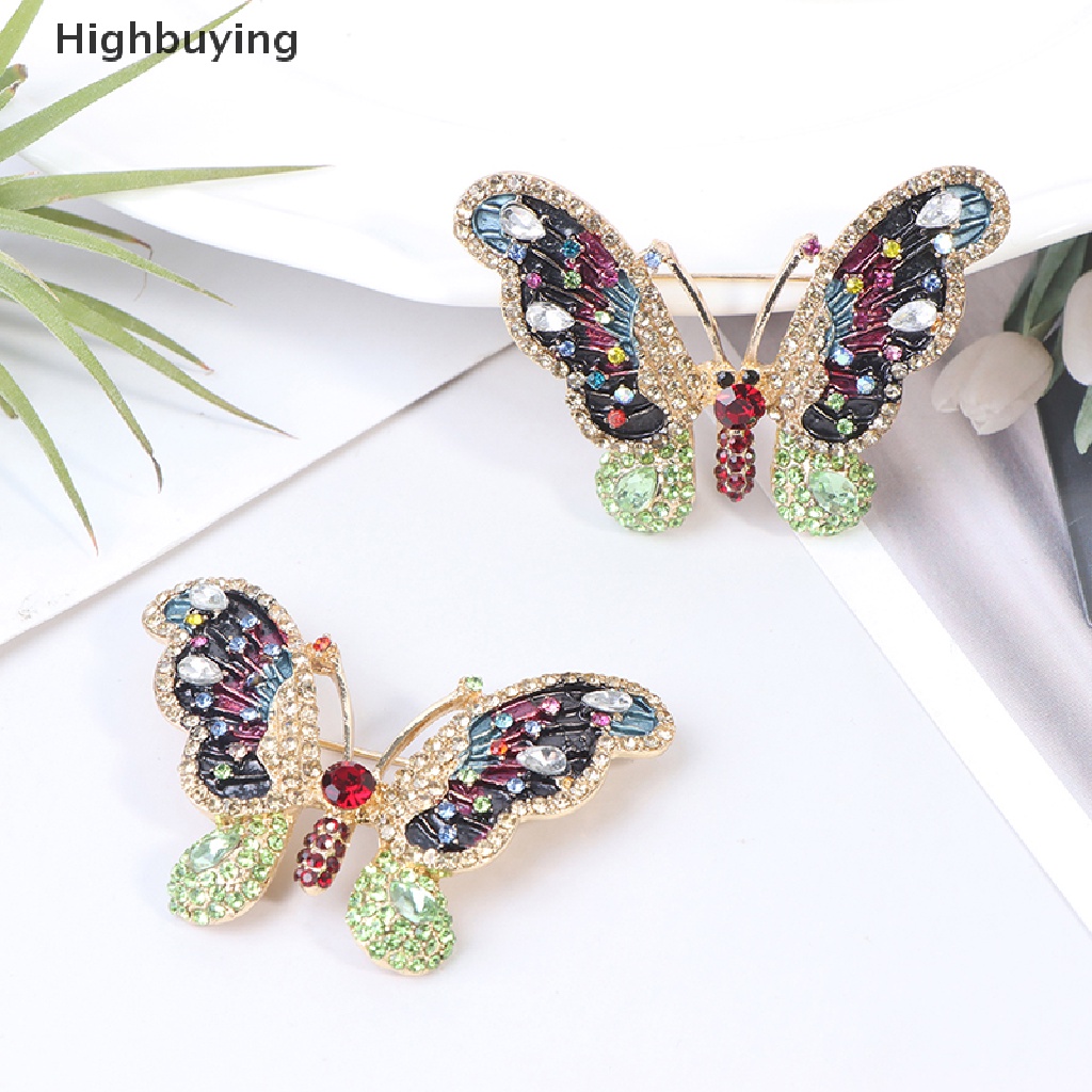 Hbid 1PC Elegan Pesona Kupu-Kupu Bros Wanita Berlian Imitasi Besar Butterfly Pins Glory