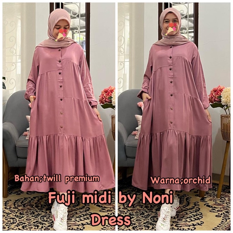 Daster Arab Noni FUJI Midi Dress Flowy Premium Twill