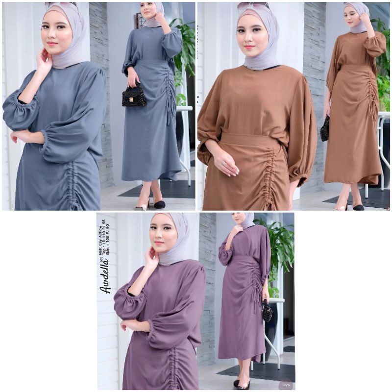 Kanisa set overall/rok kodok panjang/rok kodok murah/setelan rok muslim/baju set wanita murah