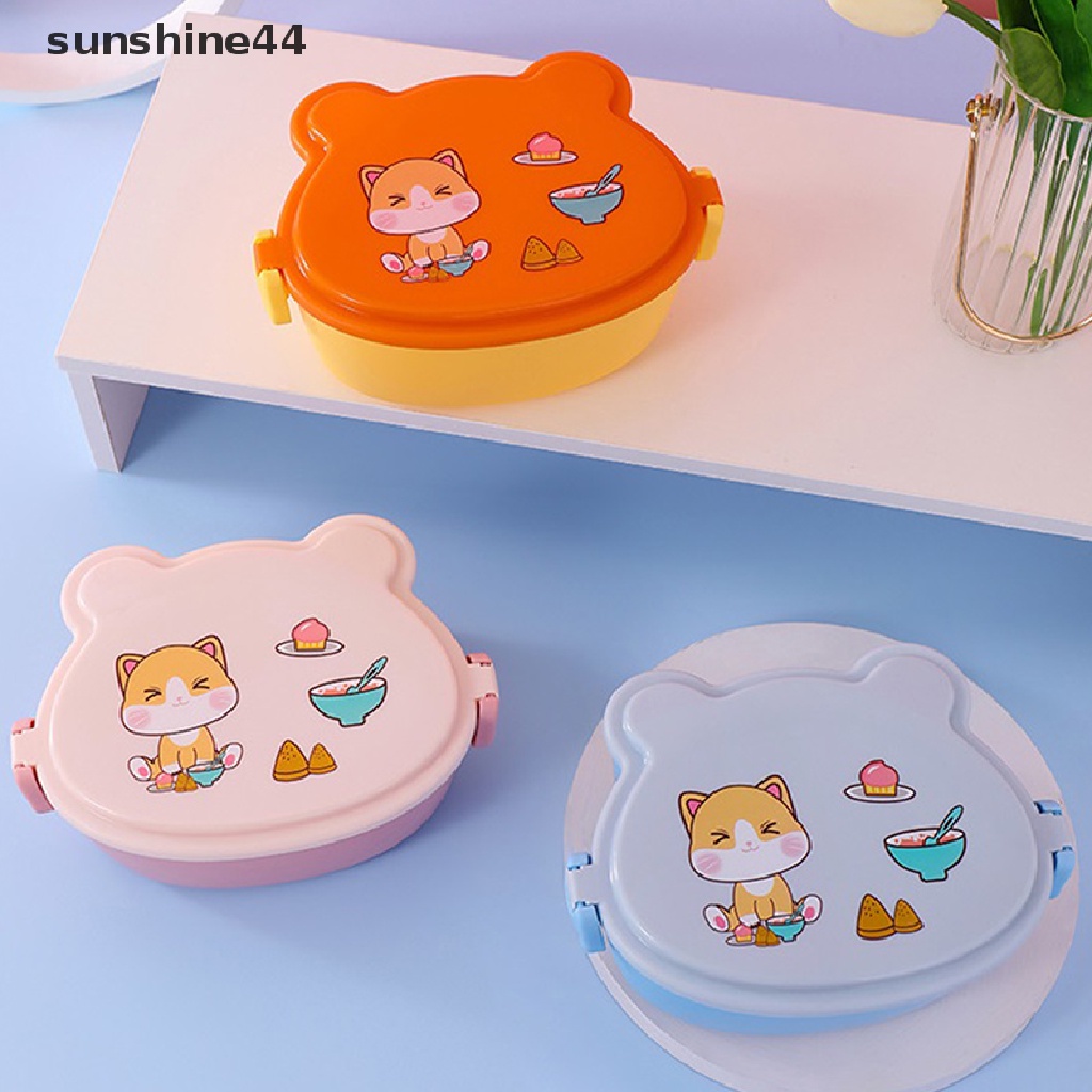 Sunshine Lunch Box 2layer Microwave Sealing Bento Box Wadah Makanan Dengan Peralatan Makan.