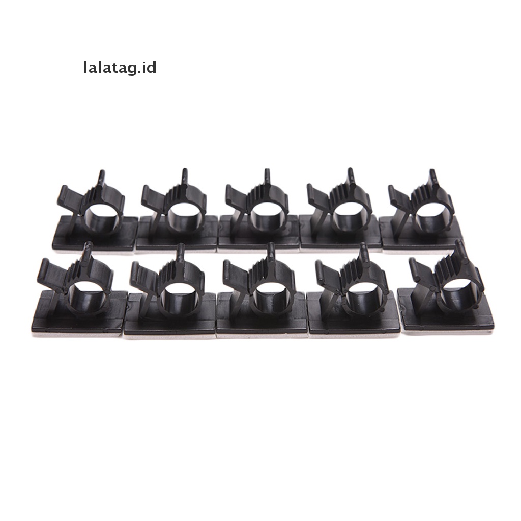 [lalatag] Hitam 10pcs Perekat Backed Nylon Kawat Adjustable Cable Clips Klem 16mm [ID]