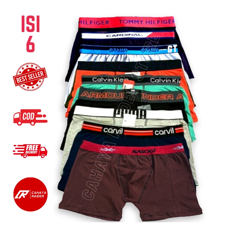 CRD Celana Dalam Pria Boxer katun 6 pcs M L XL XXL