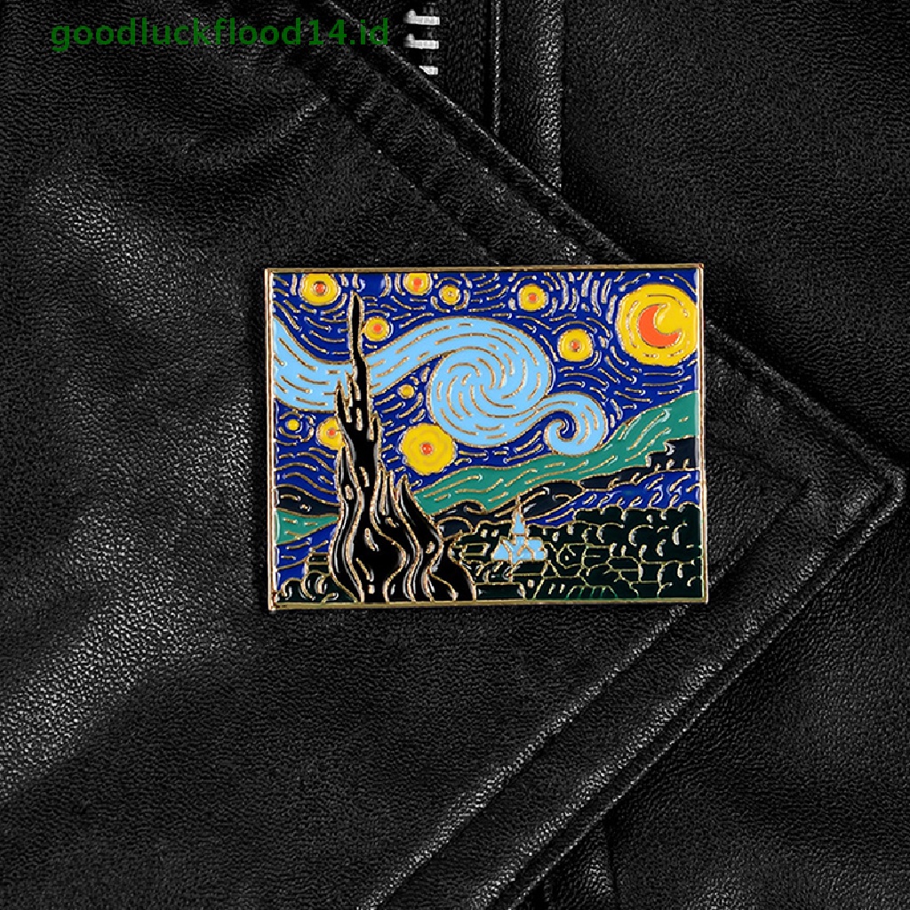 [GOOGFOUR] Van Gogh's Masterpiece Paings Starry Sky Bros Romantis Pin Perhiasan [TOP]