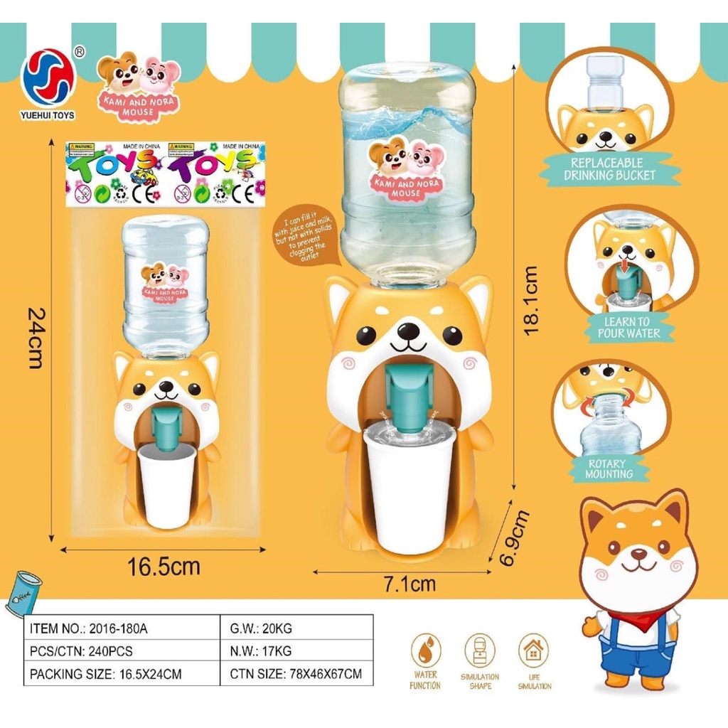 Dispenser Mini Galon Portable Anak Air Minum/Bermacam Karakter 18x8.5x7.3 cm DISPENSER AIR GALON MINI MAINAN ANAK ANAK KARAKTER LUCU