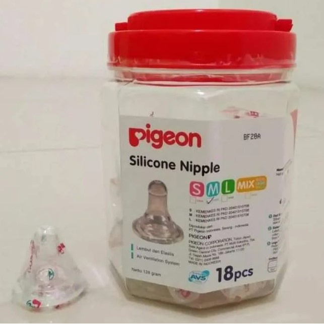 Pigeon Dot Bayi Silicone Nipple Eco Size S / M / L Kemasan Toples isi 18 pcs