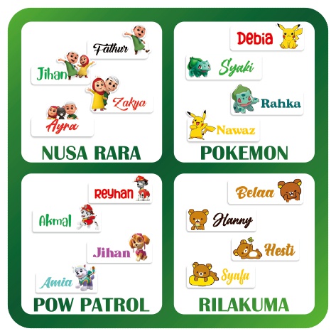

RK Stiker Nama Anak Label Buku Custom Sticker Anak Sekolah