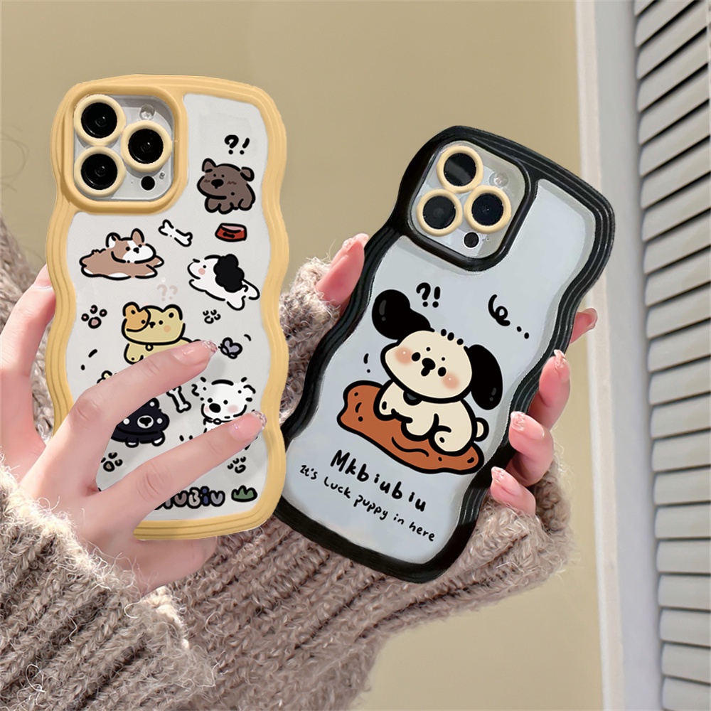 Case Kartun Anjing Lucu OPPO A57 2022 A77S A17 A16 A16K A15 A54 A12 A5S A7 A94 A93 A3S A11k A53 A31 A52 A92 A37 F9 A1K A76 A36 5F A9 2020 Wave Edge TPU Phone Case Cover