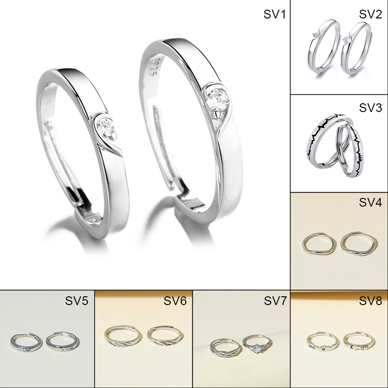 2 Pcs/Set Cinta Hati Zirkon Pasangan Cincin Fashion Kekasih Pengantin Pernikahan Pertunangan Hari Valentine Cincin Perhiasan Hadiah