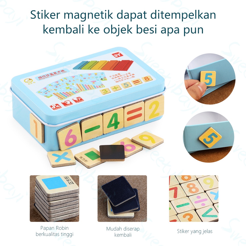 SweetyBayi Mainan edukasi puzzle magnet belajar berhitung Intelligence stick Mainan edukasi menghitung matematika