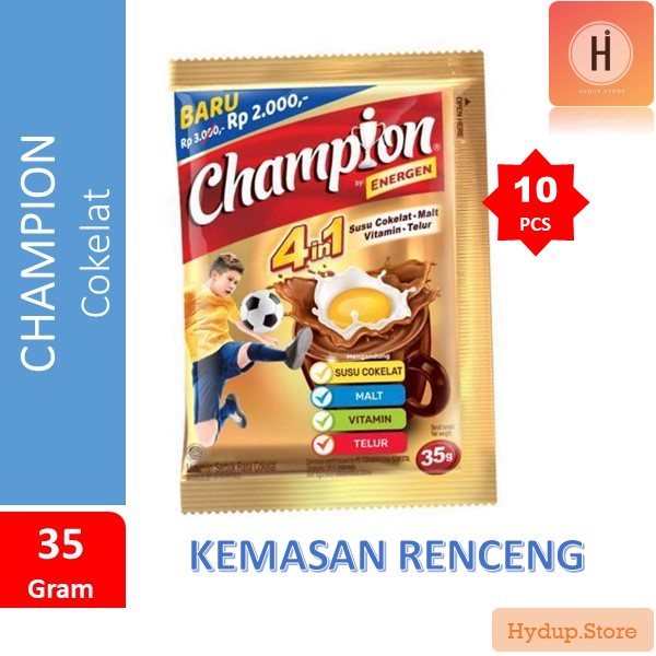 

Energen Champion 4in1 Serbuk Cokelat Renceng isi 10 Kemasan 35 Gram