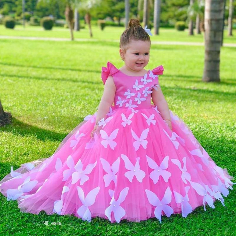 dress tutu kupu2 anak perempuan baju pesta kondangan ulang tahun lebaran natal ultah