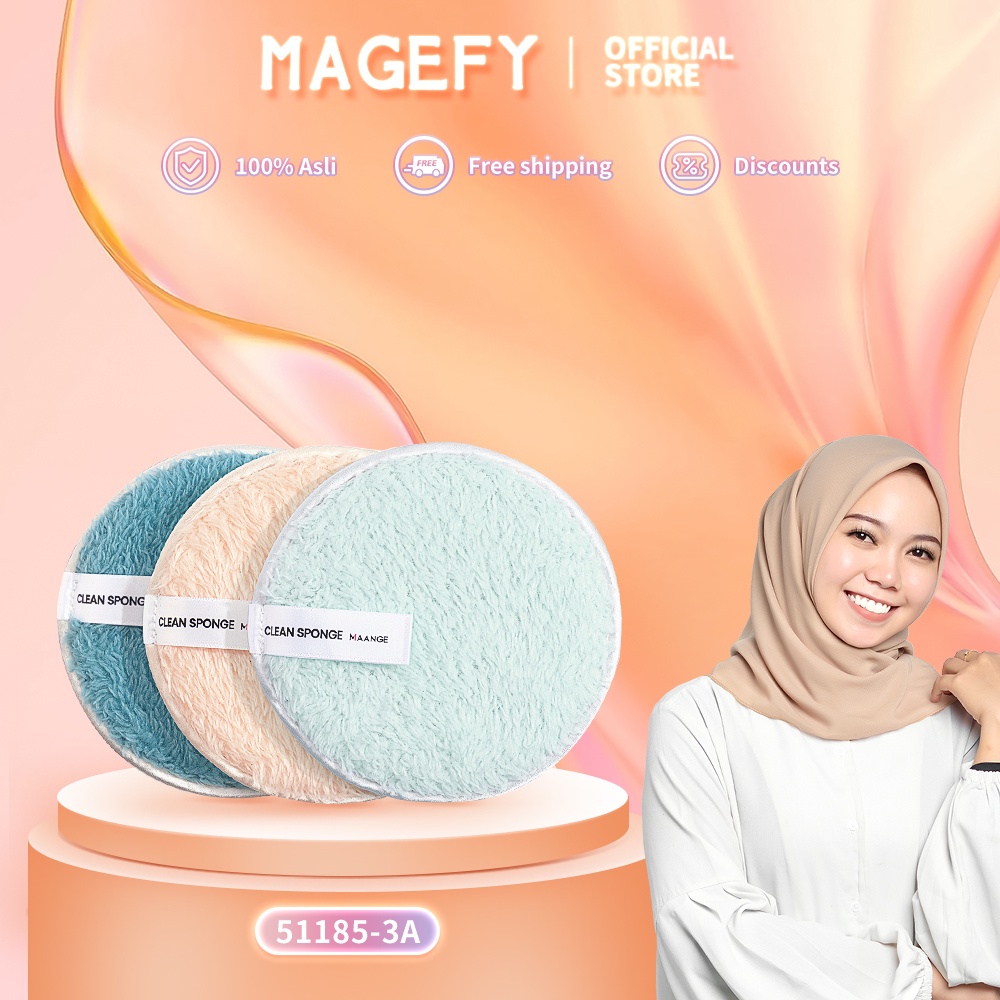 MAGEFY 3pcs Makeup Remover Puff Pad Powder Penghilang Pembersih Wajah 51185